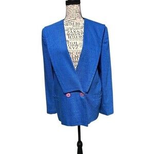 Vintage Michelle Stuart Womens solid‎ tweed blue Blazer Business Profess…